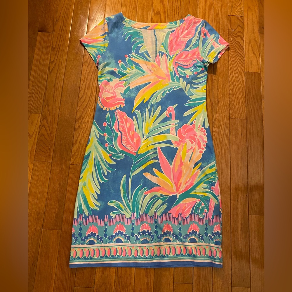 LILLY PULITZER XS FLAMINGO SHORT SLEEVE DRESS